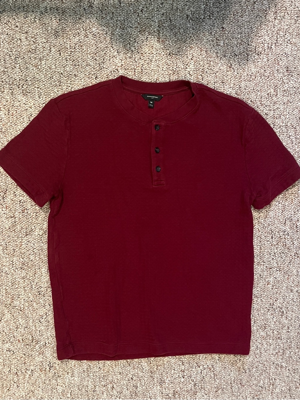 Burgundy Short Sleeve Henley Shirt